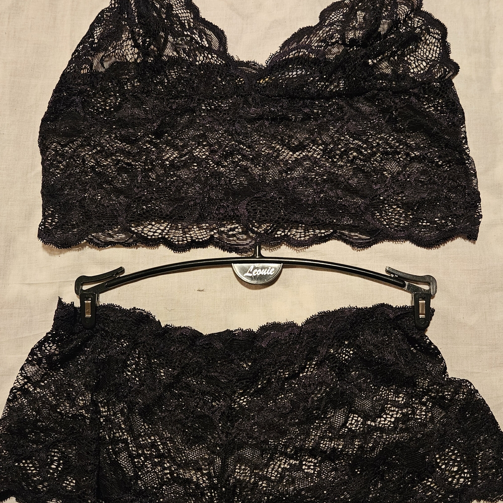 Black Lace Bralette and Shorts Set